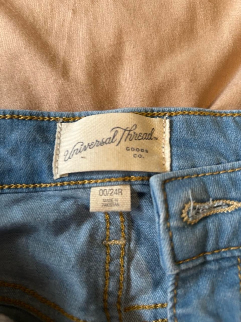 Universal Thread Light Blue Denim Shorts with Gold Stitching